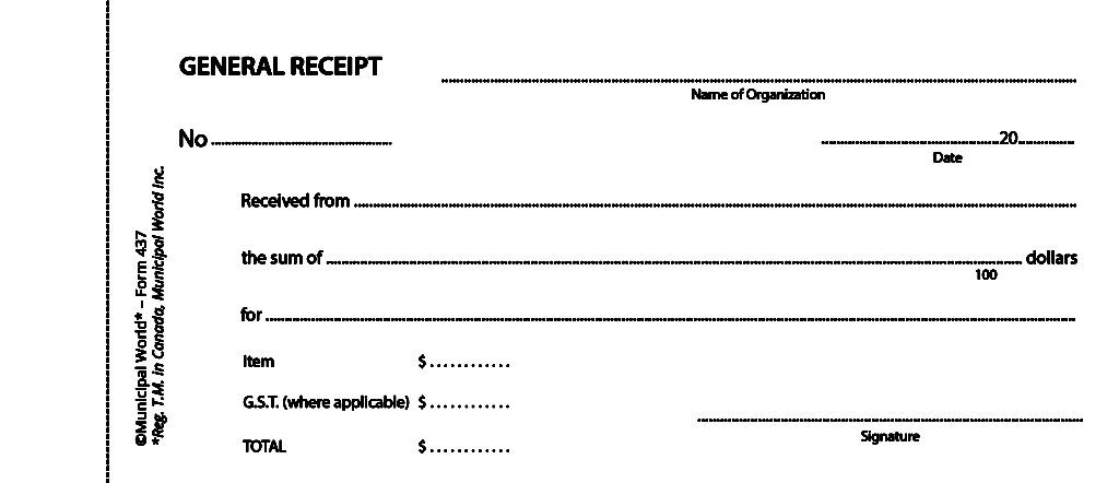 general receipt book of 50 in duplicate municipal world